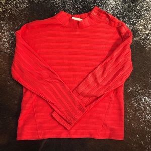 Anthropologie Red Mock Neck Top with Snap Closures at Neck